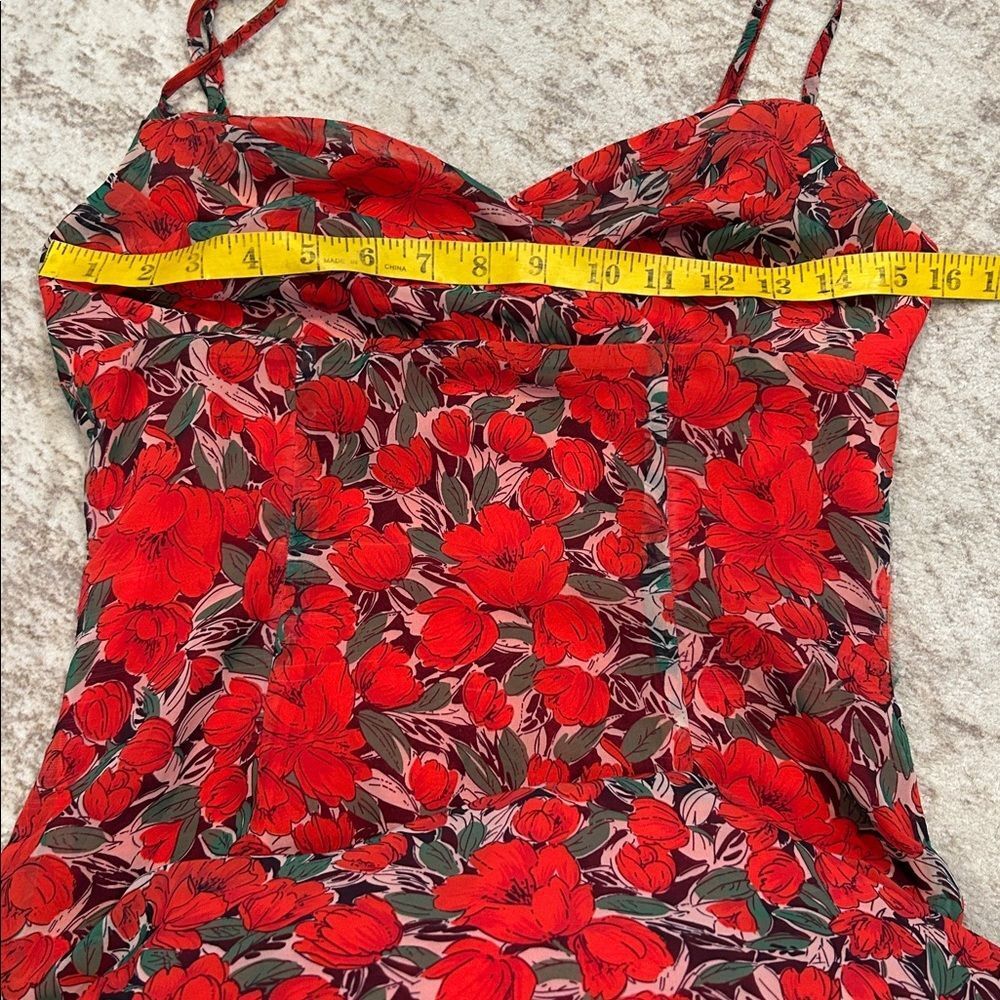 SUPER DOWN Hadley Cami Dress Womens Red Floral Sleeveless Mini Flounce smaller - Picture 7 of 12